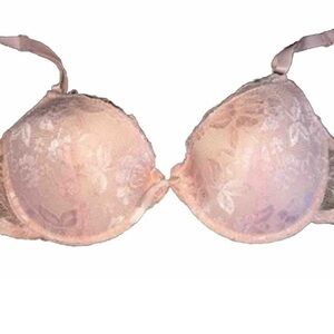 Amia Pink-Peach Lace Push Up Bra 34C